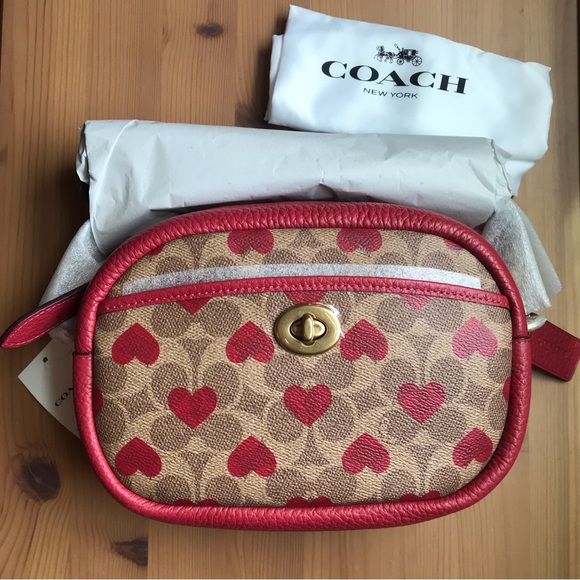 ❤️Coach Camera Bag In Signature Canvas With Heart Print - Picture 4 of 16
